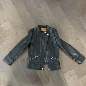 Girls black “Leather” biker jacket